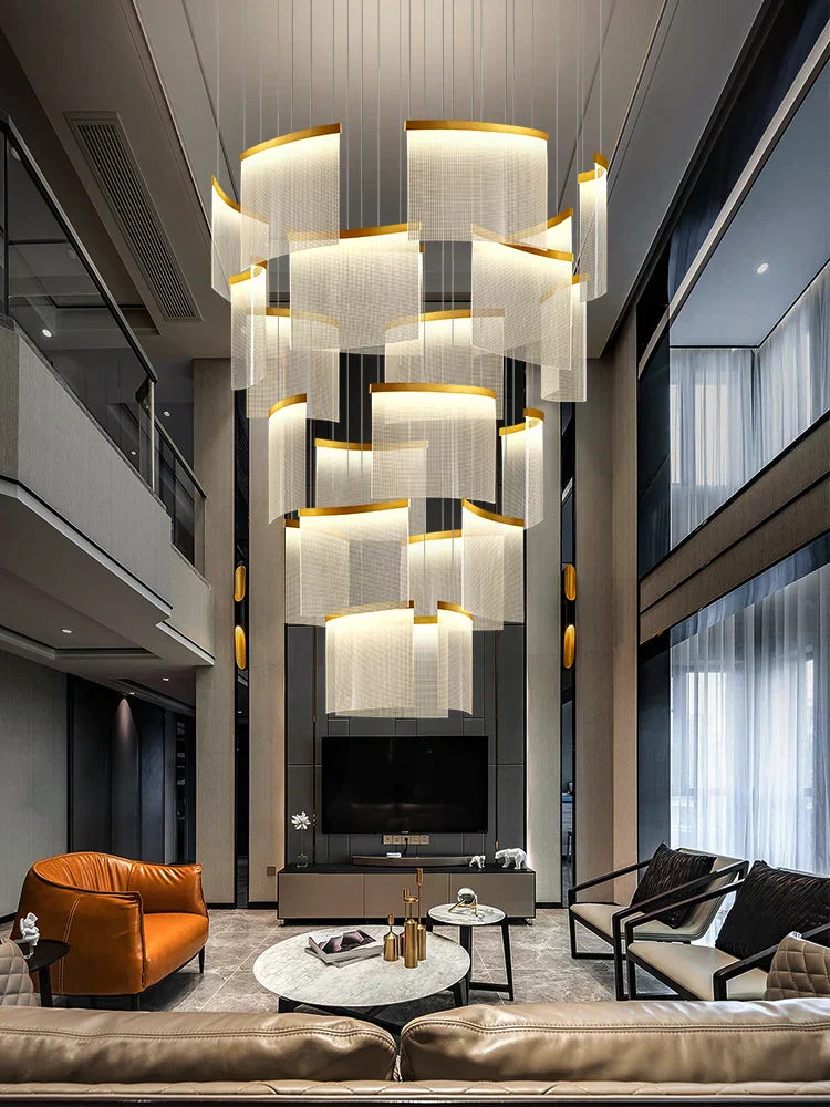ثريا أكريليك بإضاءة LED من DecorBites™: إضاءة معلقة عصرية فاخرة قابلة للتعتيم لغرفة المعيشة - تركيبات إضاءة أنيقة