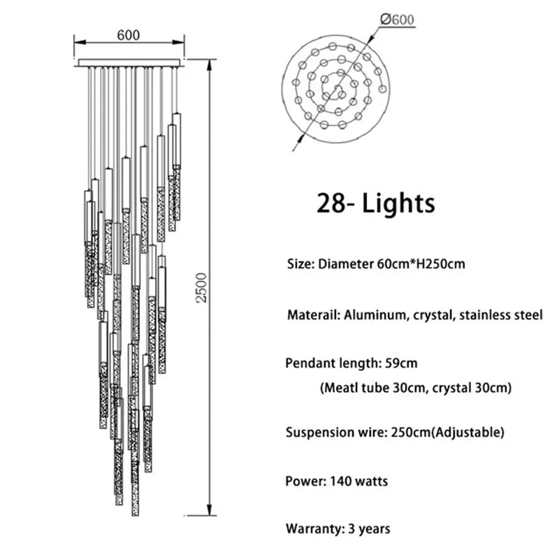 DecorBites™ Crystal LED Chandelier: Modern Nordic Minimalist Indoor Light Fixture for Living Room