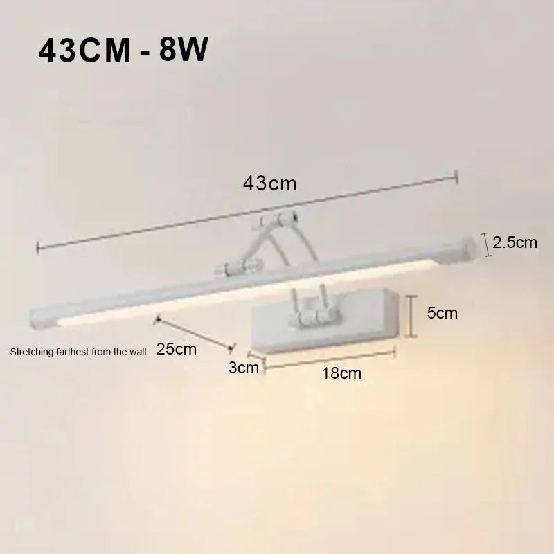 Adjustable LED Wall Lamp Modern Bathroom Light 46cm 56cm AC85-265V Bedroom Sconce DecorBites™
