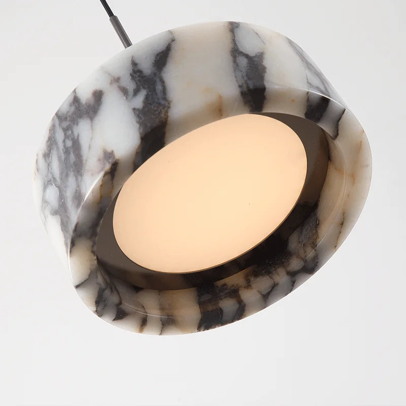 Black Natural Stone Round Pendant Light