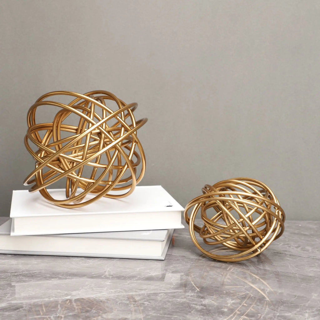 DecorBites™ Geometric Golden Thread Metal Balls Decorative Figurines