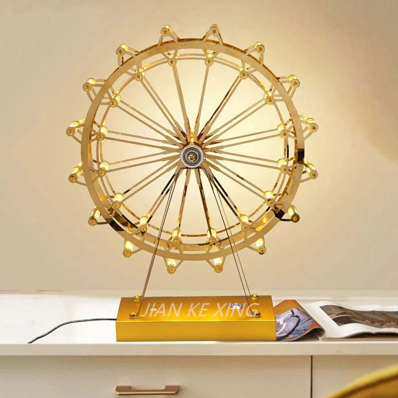 مصباح الطاولة الدولاب الدائري LED من DecorBites™ لديكور غرفة النوم، إضاءة ليلية من الفولاذ المقاوم للصدأ