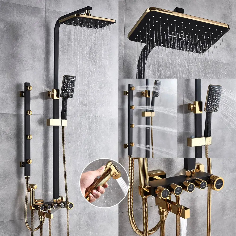 DecorBites™ 5-Function Shower Faucet Set with Rain Shower Head, Hand Shower, and Bathtub Spout