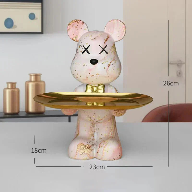 DecorBites™ Graffiti Bear Figurine: Modern Home Decor Statue for Keys Storage Shelf