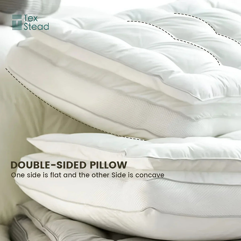 DecorBites™ Double Layer Fiber Pillow: Soft & Fluffy Hotel Adult Neck Pillow for All Sleepers
