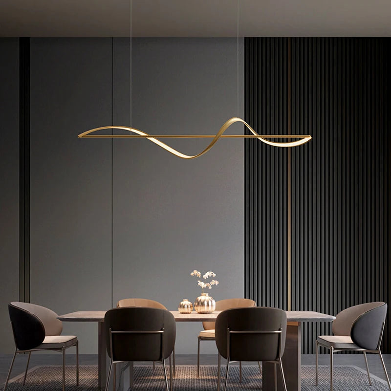 Modern Linear Iron And Acrylic LED Pendant Light