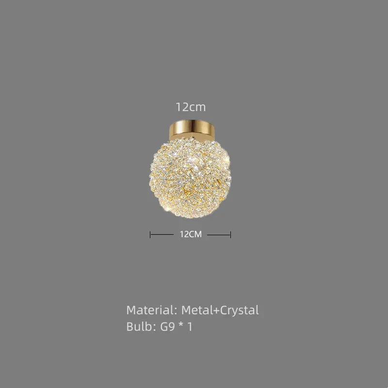 DecorBites™ Crystal Gold Ceiling Light for Bedroom Dining Room G9 Bulb