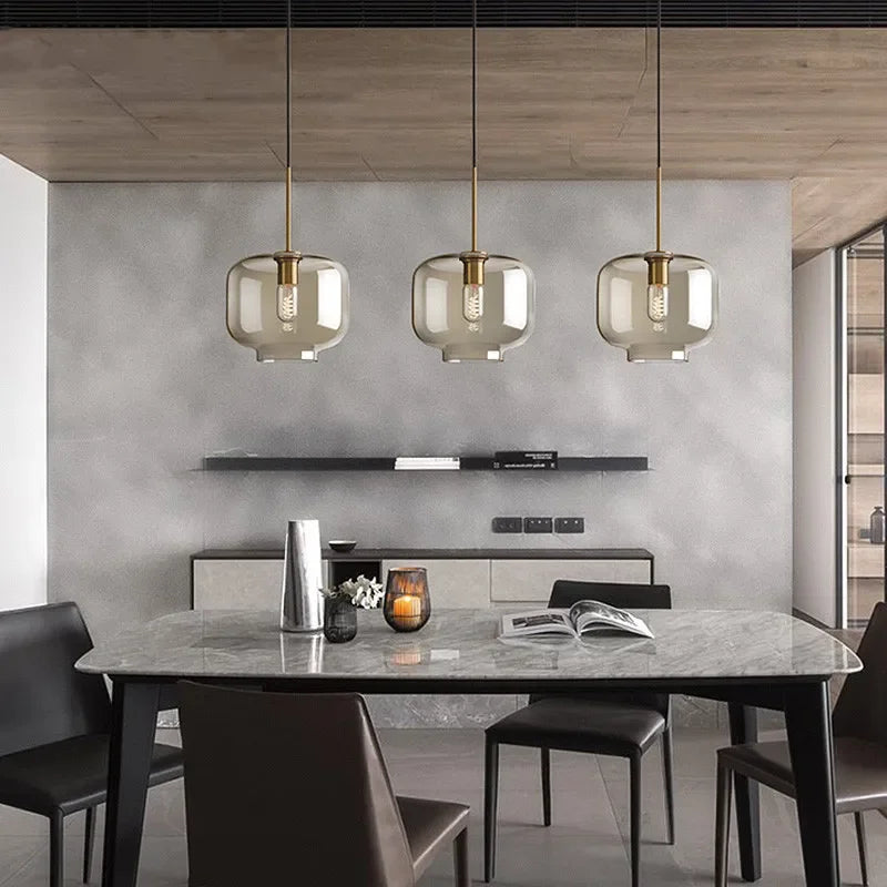 ثريا إضاءة معلقة زجاجية صناعية كلاسيكية DecorBites™ LED للمطاعم والمطابخ
