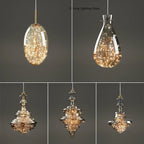Raindrop Copper Crystal Pendant Light in Gold
