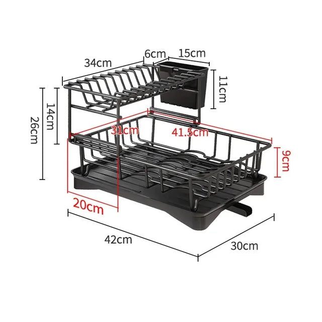 DecorBites™ 2 Tier Dish Drainer Storage Rack for Kitchen Countertop Organization