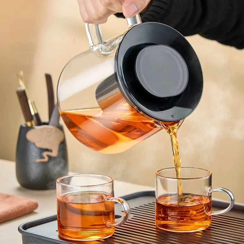 إبريق شاي زجاجي على شكل زهرة من ديكور بايتس™ - طقم شاي/قهوة من زجاج البورسليكات العالي