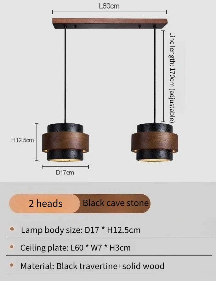 Japanese Wabi Sabi Stone Pendant Light in White or Gray