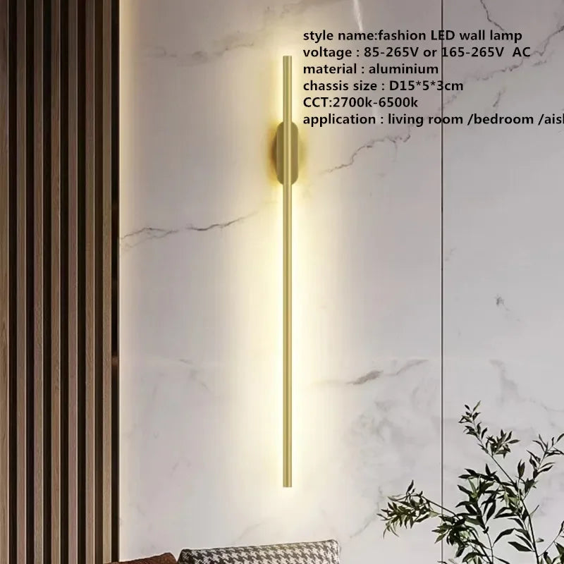 مصباح جداري LED أنبوبي خطي من ديكور بايتس™، لغرفة المعيشة، جانب السرير، بهو، ممر، لوحة إضاءة جدارية