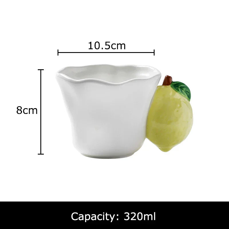 DecorBites™ Fun Fruits Ceramic Mug Lemon/grape Dining Coffee Afternoon Tea Cup