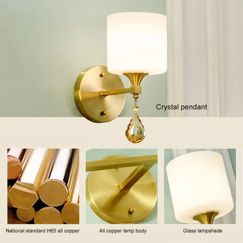 DecorBites™ Crystal Copper Wall Lamp for Living Room, Bedroom, and Study