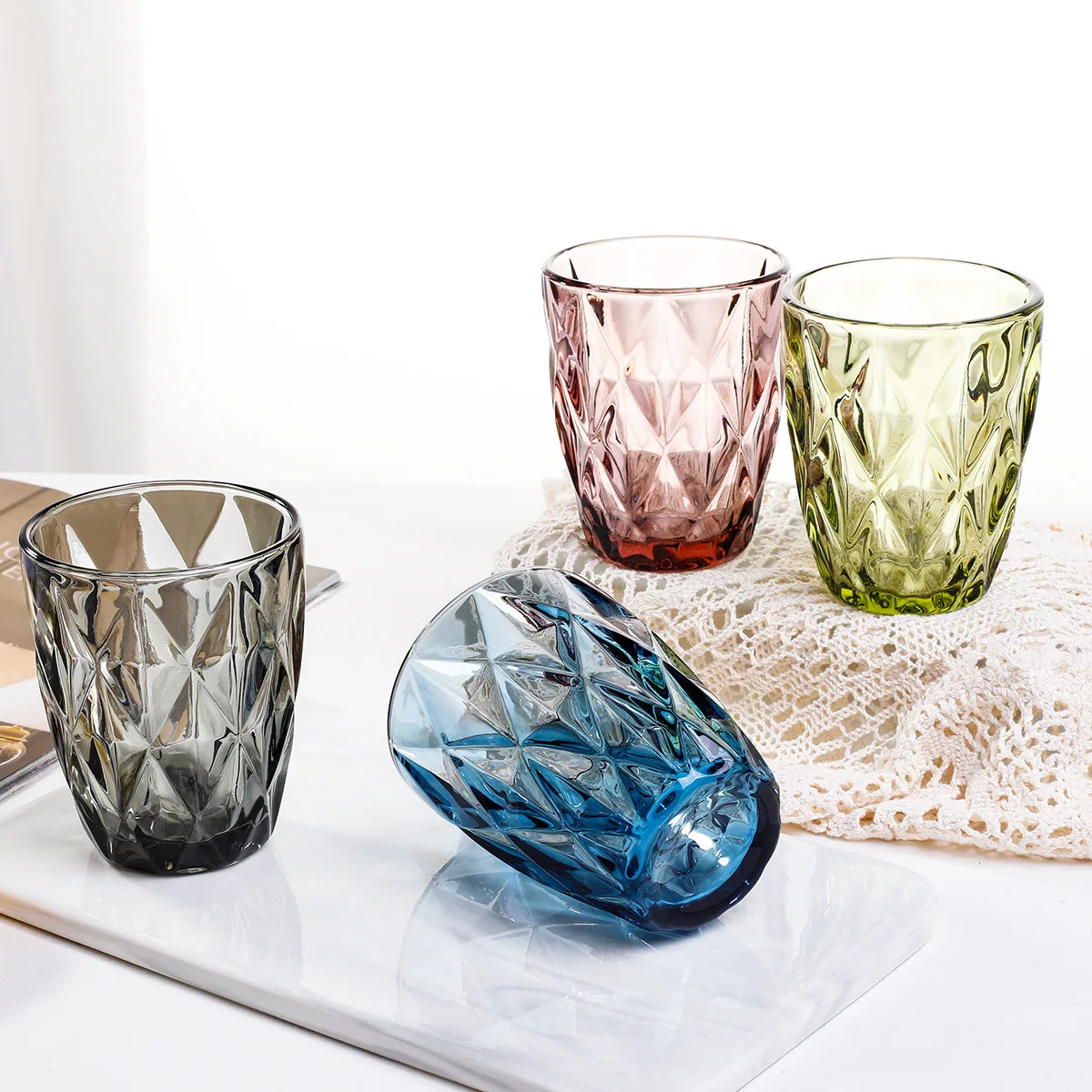 DecorBites™ 240ml Water Glass Drinkware for Cold Beverages, Perfect for Family and Friends Party