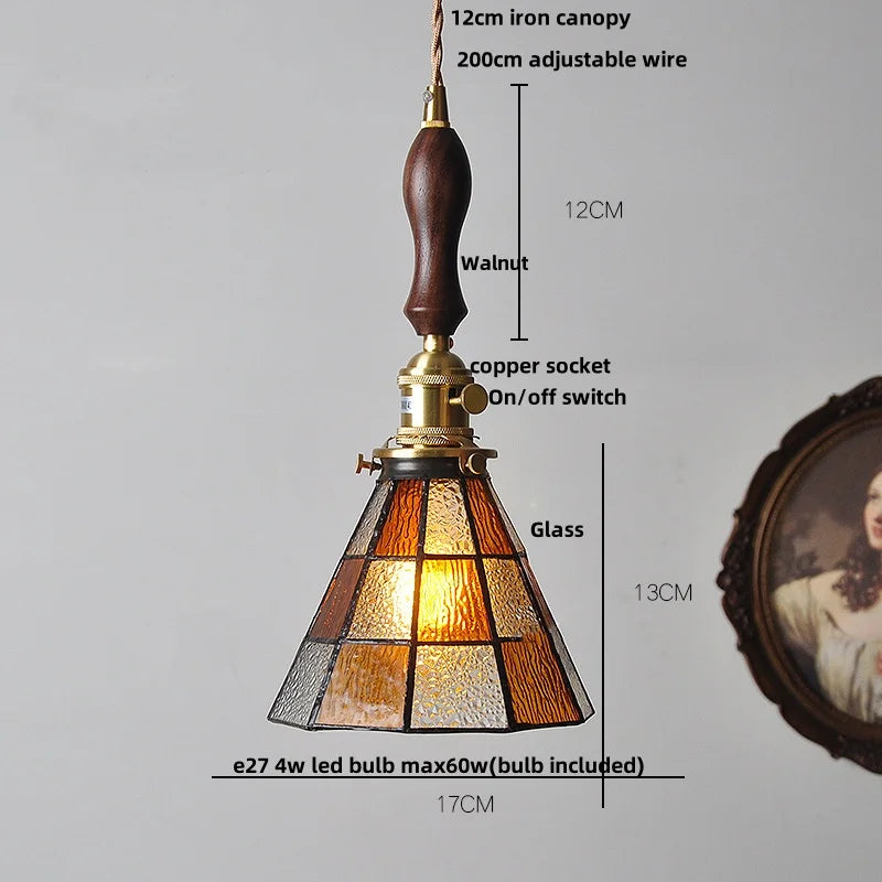 DecorBites™ Colorful Glass Tiffany Style LED Pendant Lamp, Modern Hanging Light Fixture