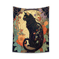 DecorBites™ Black Cat Tapestry Wall Hanging - Psychedelic Floral Art for Cat Lovers