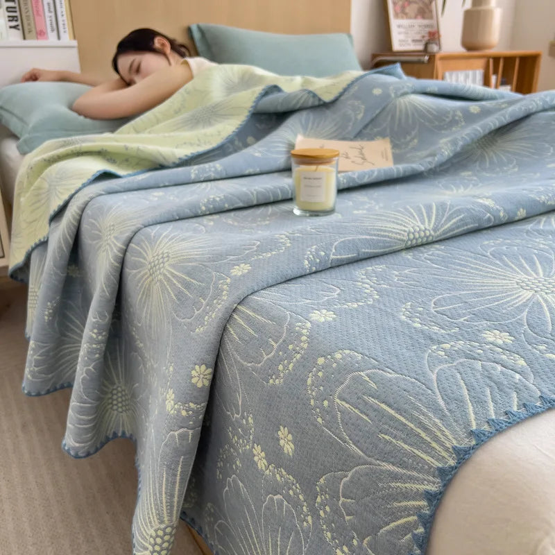 DecorBites™ Cotton Towel Blanket, Rural Printed Thin Quilt - Luxury Breathable Bedspread
