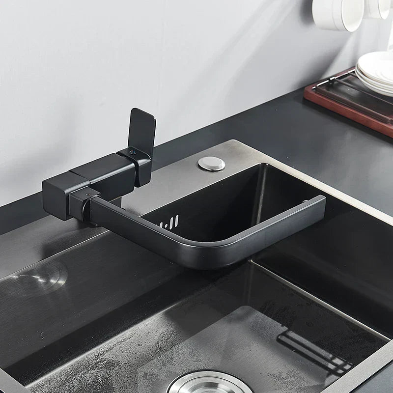DecorBites™ 360° Rotating Black Kitchen Faucet, Deck Mount Sink Mixer Tap, 304 Stainless Steel