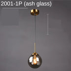 Modern Glass Globe Pendant Light With Gold Ring