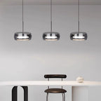 Modern Glass Ring Pendant Light in Iron