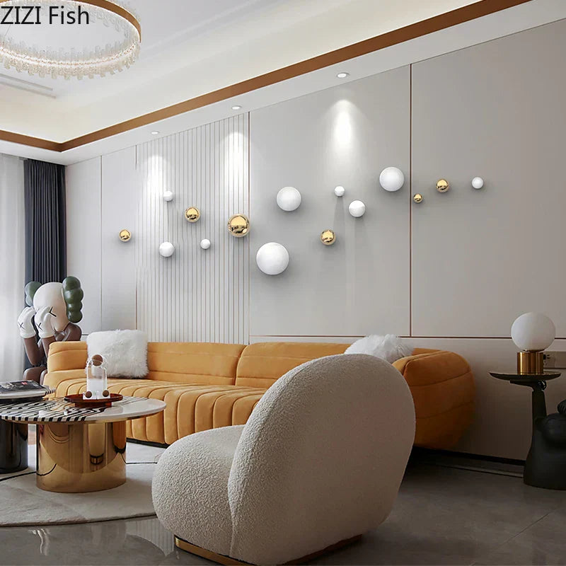 DecorBites™ كرات ذهبية معلقة للحائط، حِرف كروية، ديكور غرفة، قلادات عرض