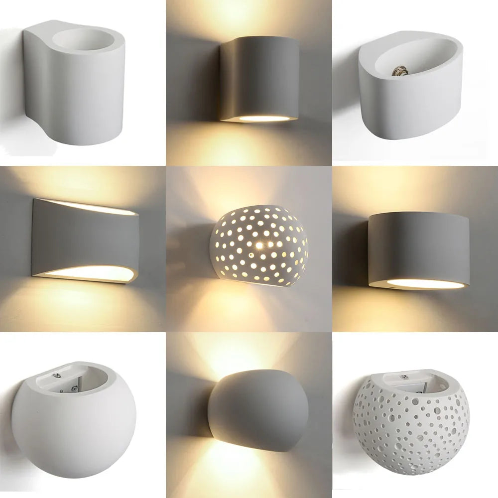 DecorBites™ مصباح حائط جبسي 5 وات LED شمعدانات إضاءة داخلية لغرفة المعيشة وغرفة النوم
