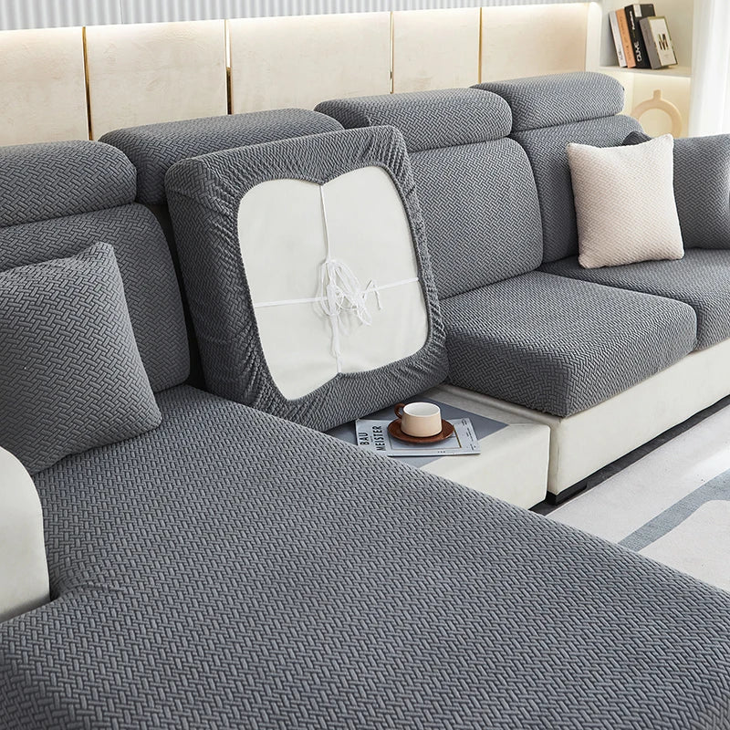 DecorBites™ Jacquard Velvet Sofa Cover - Polar Fleece Stretch Slipcovers