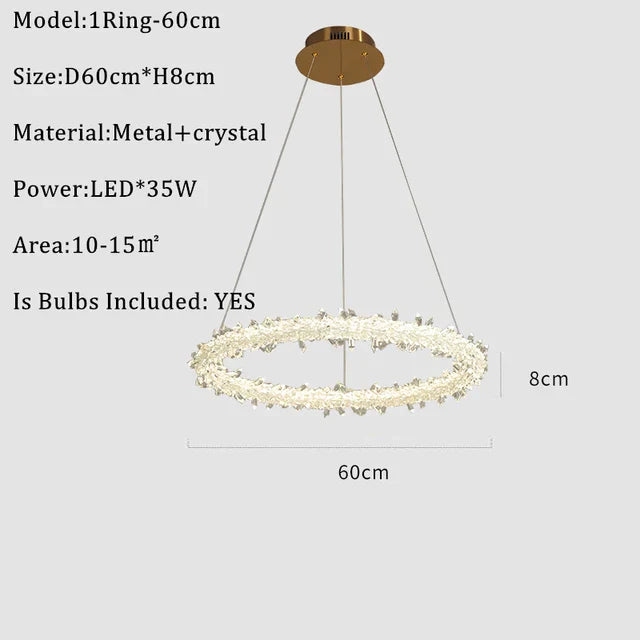 DecorBites™ Lustre rond en cristal K9 : Suspension LED moderne pour la maison, le salon, la chambre, le hall d'entrée