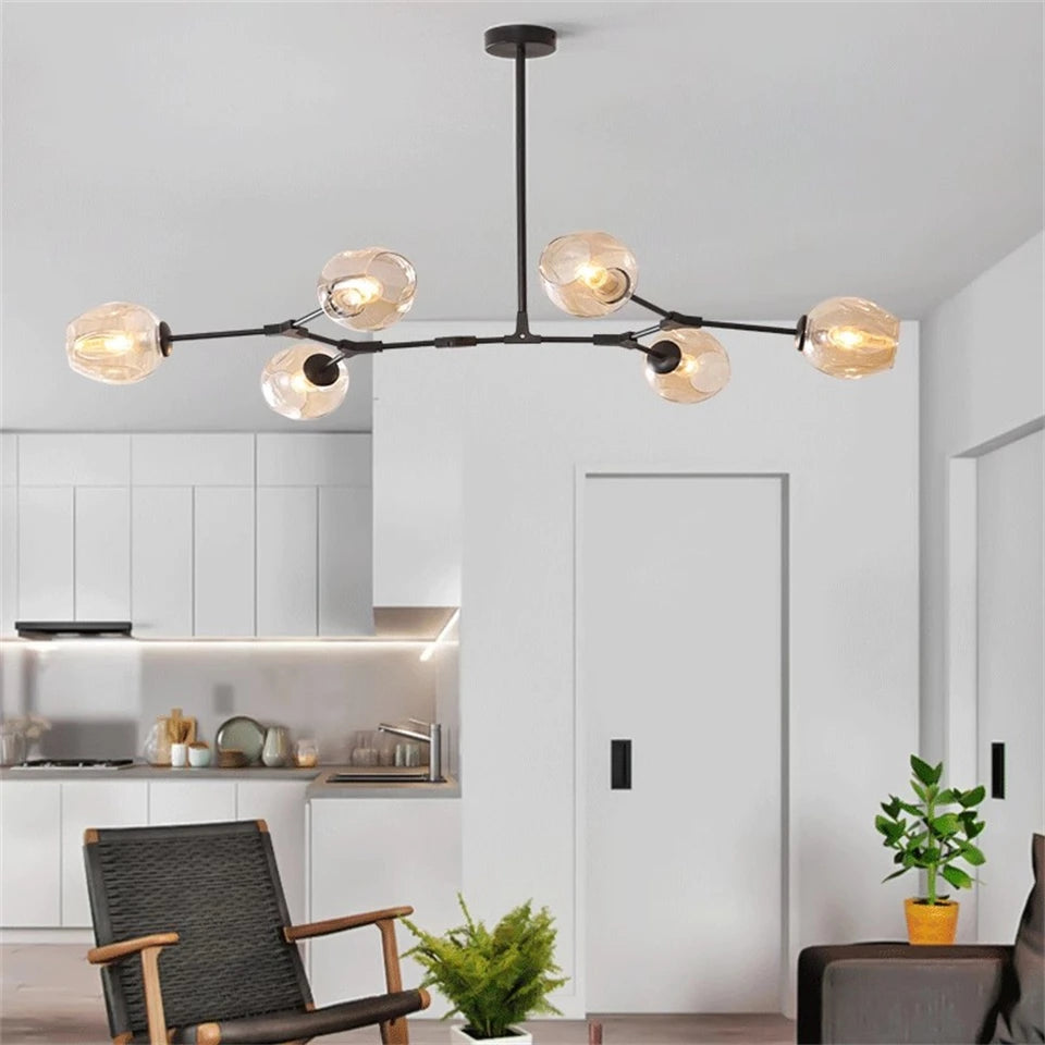 Modern Nordic Glass Pendant Light in Painted Metal