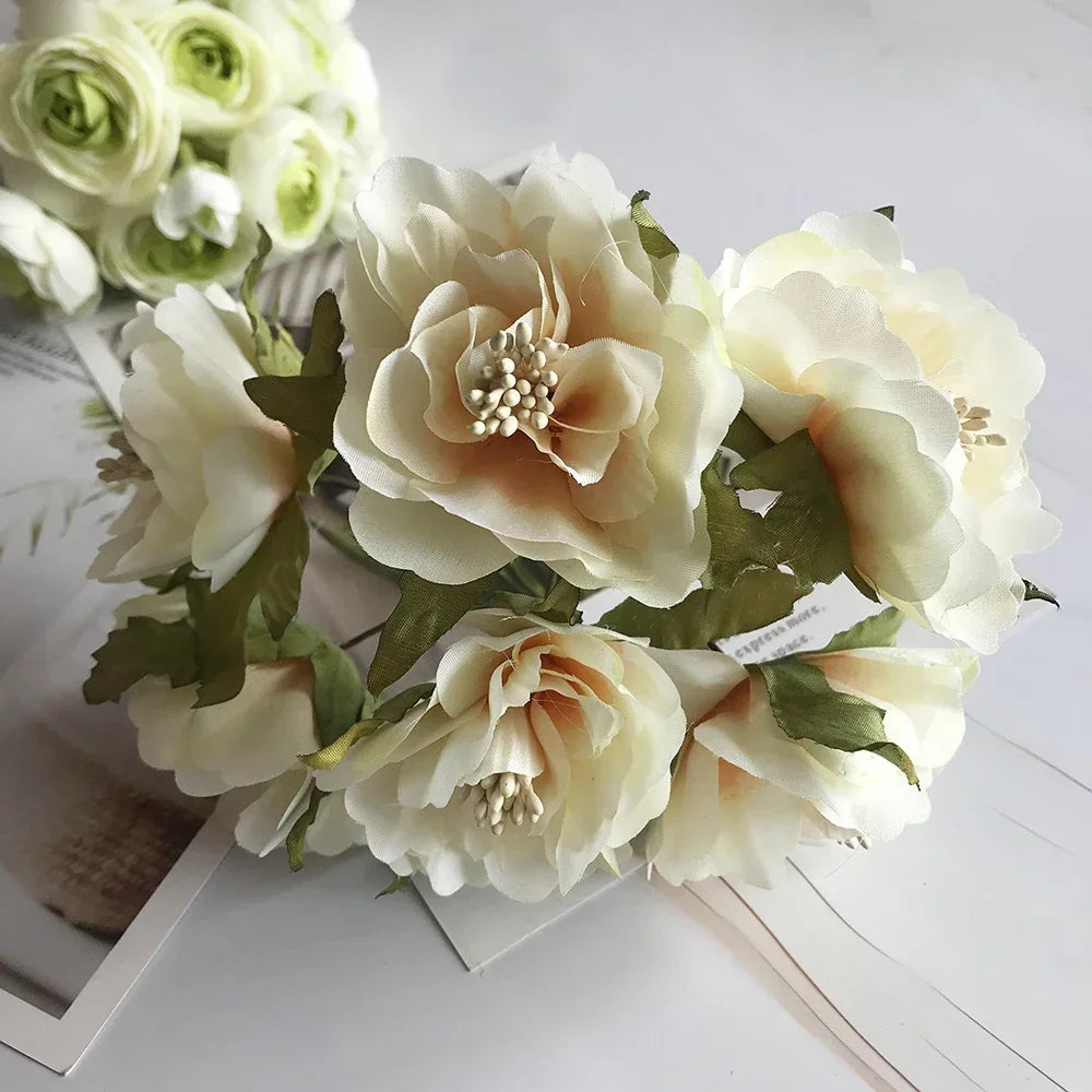 DecorBites™ Ivory Flower Cherry Stamen Berries Bundle for DIY Christmas Wedding Decor
