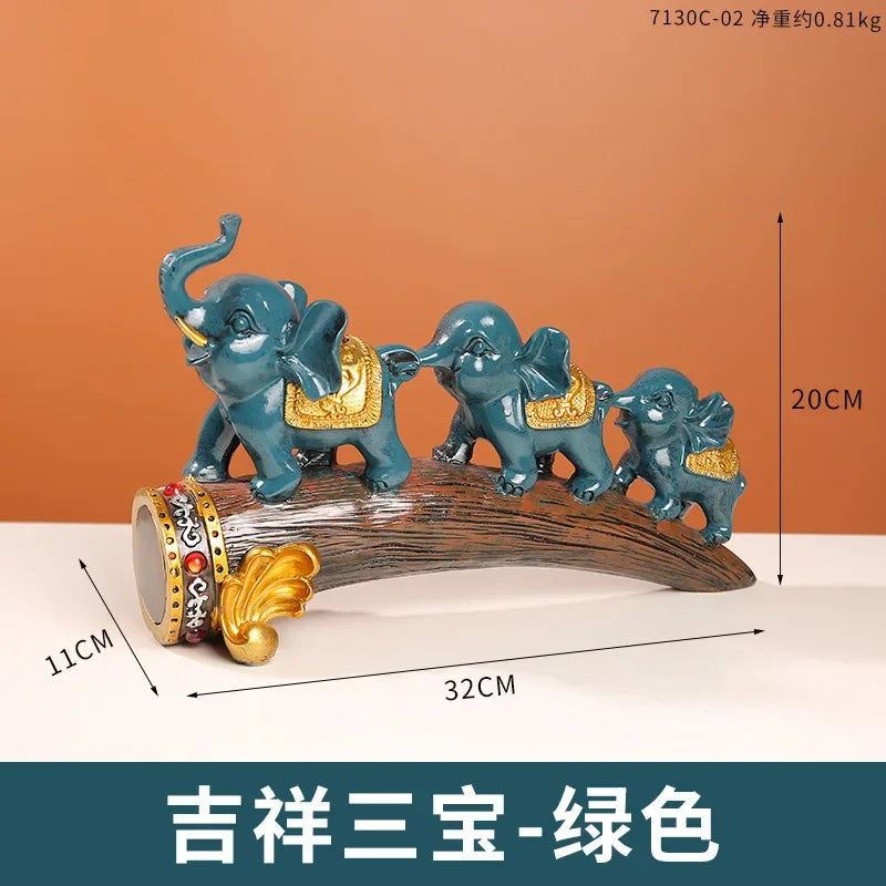 DecorBites™ Elephant Resin Ornament: Elegant Living Room Sculpture & Home Office Decor