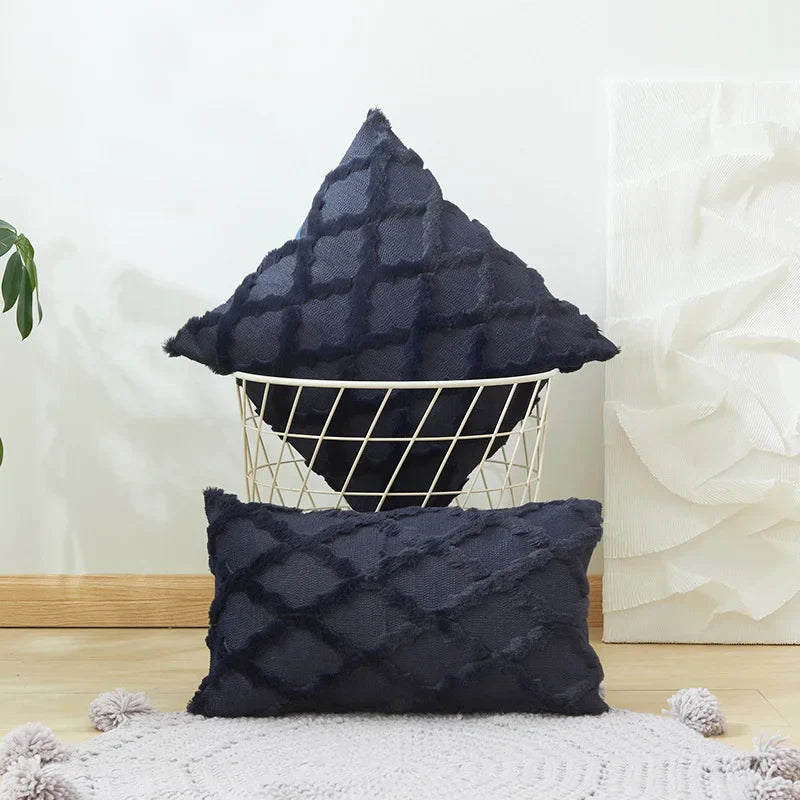 DecorBites™ Embroidered Diamond Cushion Cover for Modern Living Room Decor