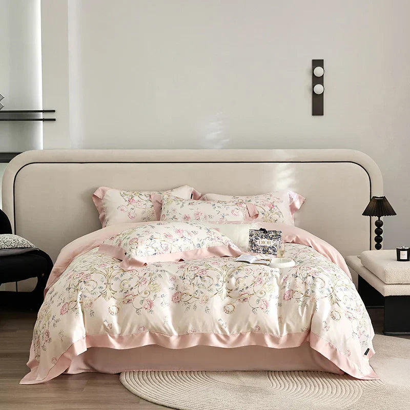 DecorBites™ Eucalyptus Fiber Bedding Set: Duvet Cover, Bed Sheet, Fitted Sheet, Pillowcases