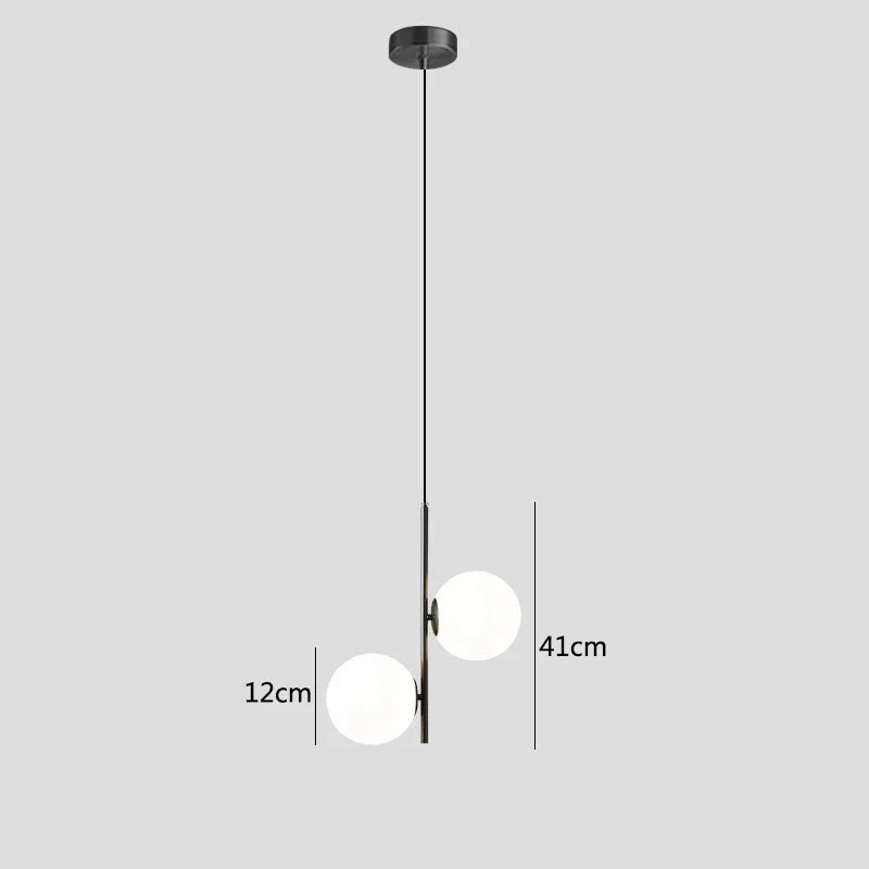 DecorBites™ Glass Ball LED Pendant Light Brass Black Modern Decor Fixture