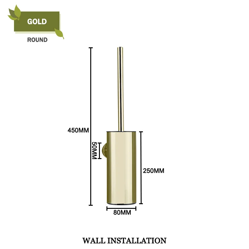 DecorBites™ Gold Toilet Brush Set with Wall Mount Holder
