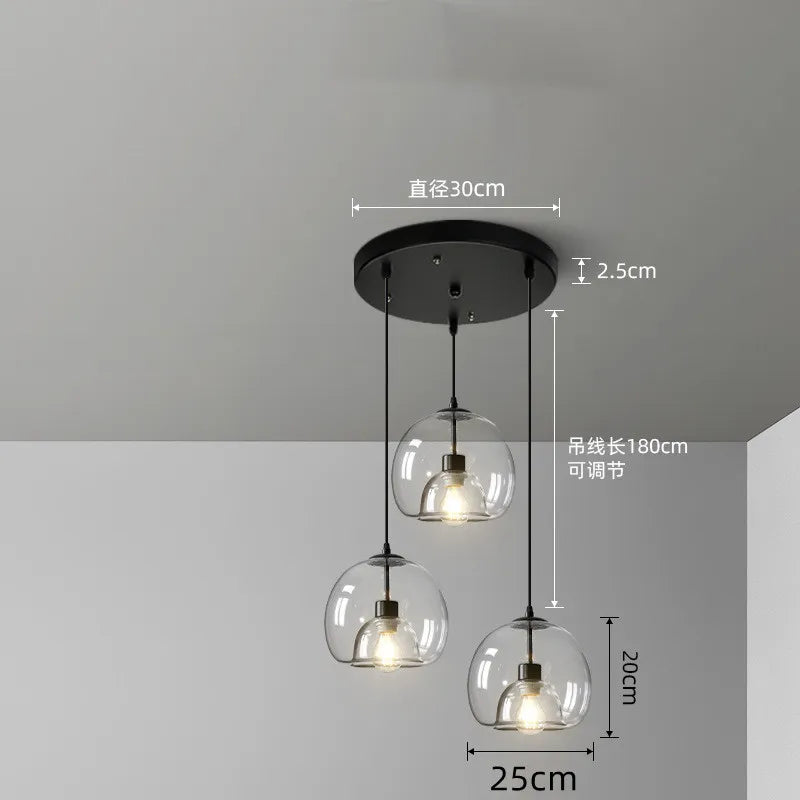 Nordic Smoke Gray Glass Pendant Light Chandelier