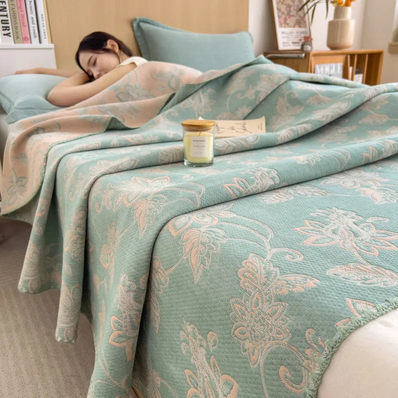 DecorBites™ Cotton Towel Blanket, Rural Printed Thin Quilt - Luxury Breathable Bedspread