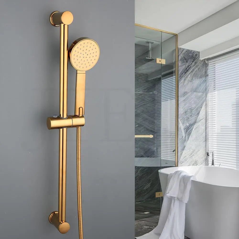 DecorBites™ قضيب دش محمول باليد بطلاء ذهبي، حنفيات مزدوجة الفتحة مثبتة على الحائط