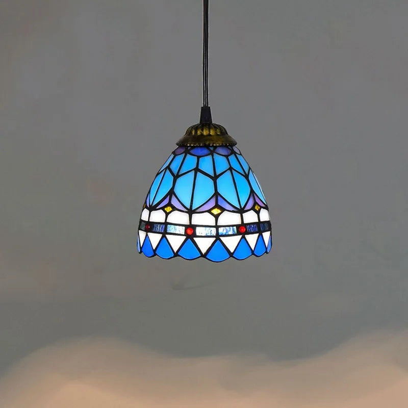 Mediterranean Mosaic Stained Glass Pendant Light