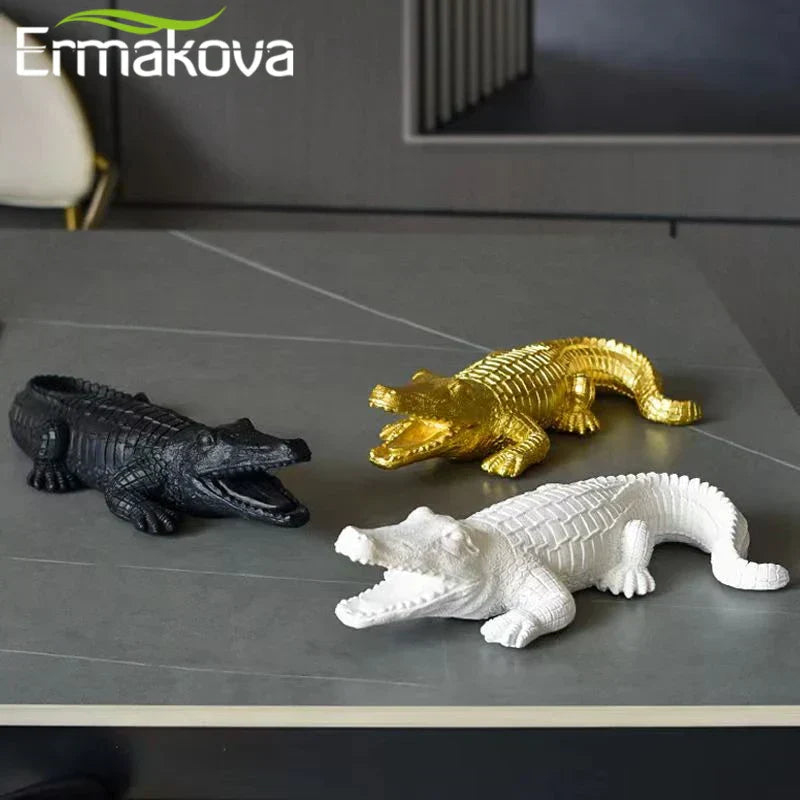 DecorBites™ Crocodile Wildlife Sculpture Statue Decor for Home Interiors & Desk Display