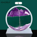DecorBites™ 3D Moving Sand Art Picture - 12 Inch Round Glass Ocean Sandscape Hourglass