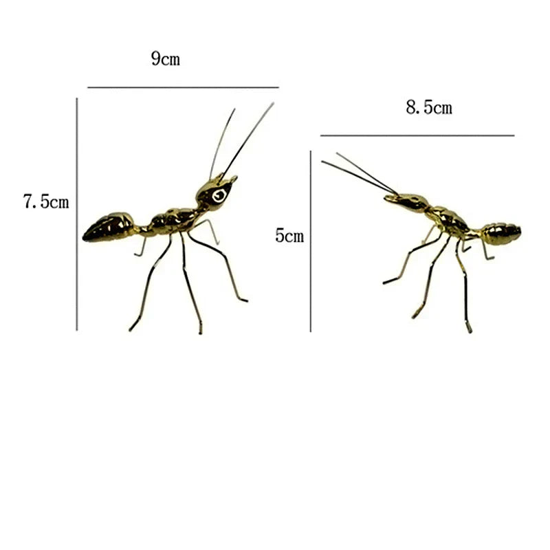 DecorBites™ Golden Metal Ants Decorative Figurines Insect Home Decor Pieces