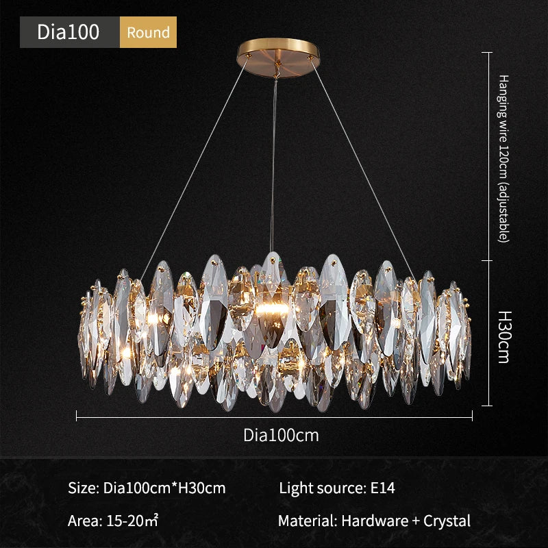 2024 DecorBites™ Ash Crystal Ceiling Chandeliers, Modern Living Room Pendant Lamps, Home Decor Lighting