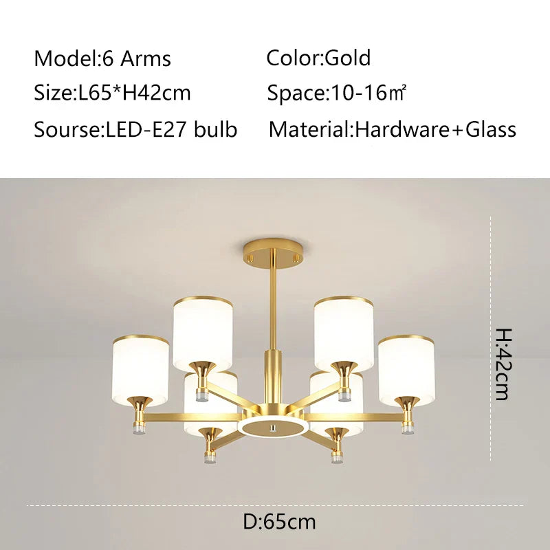 DecorBites™ Glass Chandelier: Nordic Modern LED Hanging Light for Living Room and Bedroom