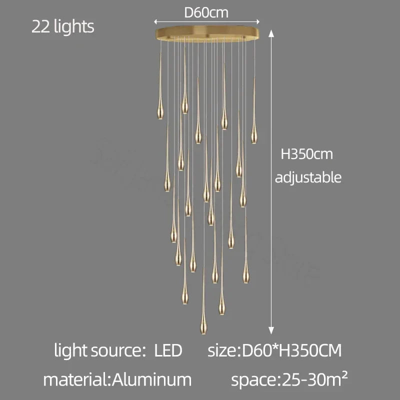 DecorBites™ Gold-Plated Modern Chandeliers for Living Room, Staircase, Restaurant, Kitchen