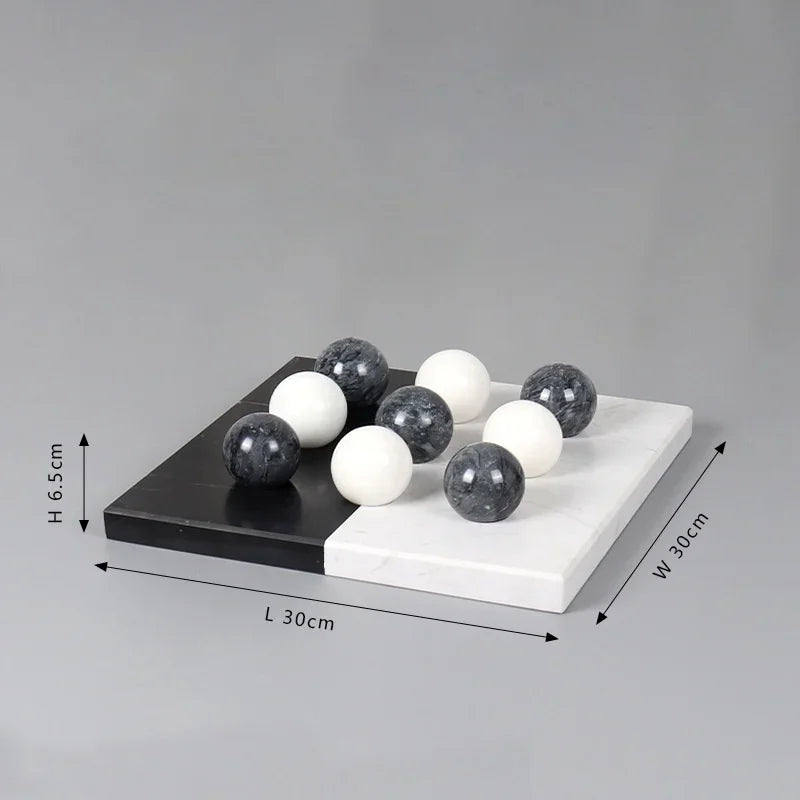 DecorBites™ Geometric Chess Marble Ornament Set for Stylish Home Decor