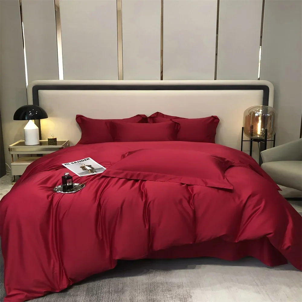 DecorBites™ Egyptian Cotton Bedding Set - Solid Color Sheet Pillowcase Duvet Cover