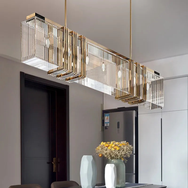 DecorBites™ Gold Lustre Steel Pendant Light Luxury Dining Room LED Fixture